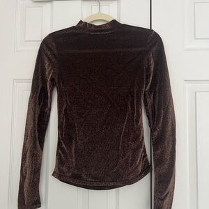 NWT Mango Shimmering Brown Long Sleeve Top